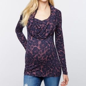 Pea in the pod floral cowl neck/off shoulder top